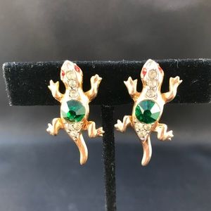 Vintage salamander screw back earrings